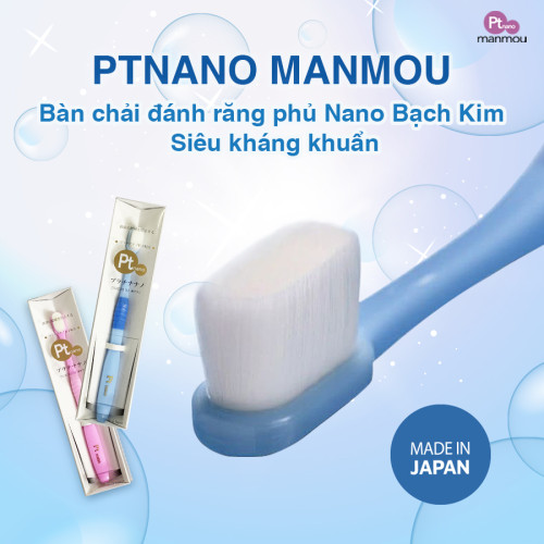 Bàn chải đánh răng Nano Bạch Kim Manmou - Màu Hồng - size người lớn